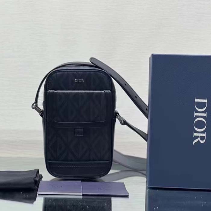 Dior Unisex Hit The Road Vertical Pouch Black CD Diamond Canvas (8)