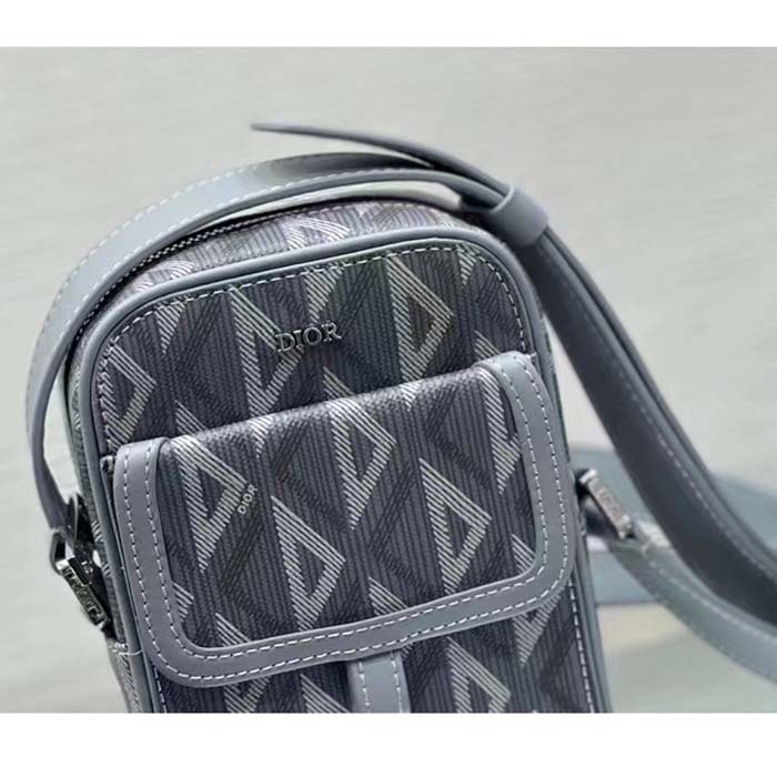 Dior Unisex Hit The Road Vertical Pouch Dior Gray CD Diamond Canvas (10)