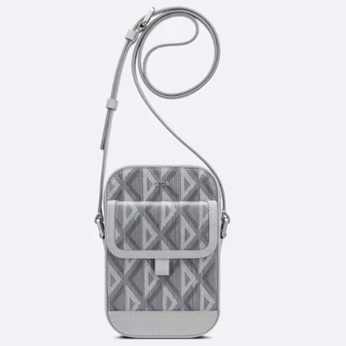 Dior Unisex Hit The Road Vertical Pouch Dior Gray CD Diamond Canvas (11)