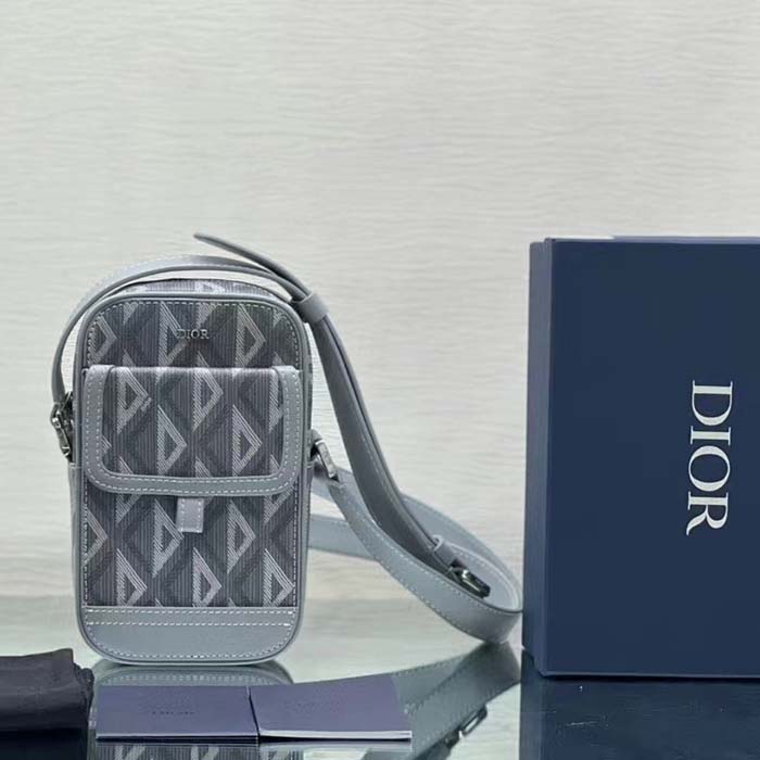 Dior Unisex Hit The Road Vertical Pouch Dior Gray CD Diamond Canvas (5)