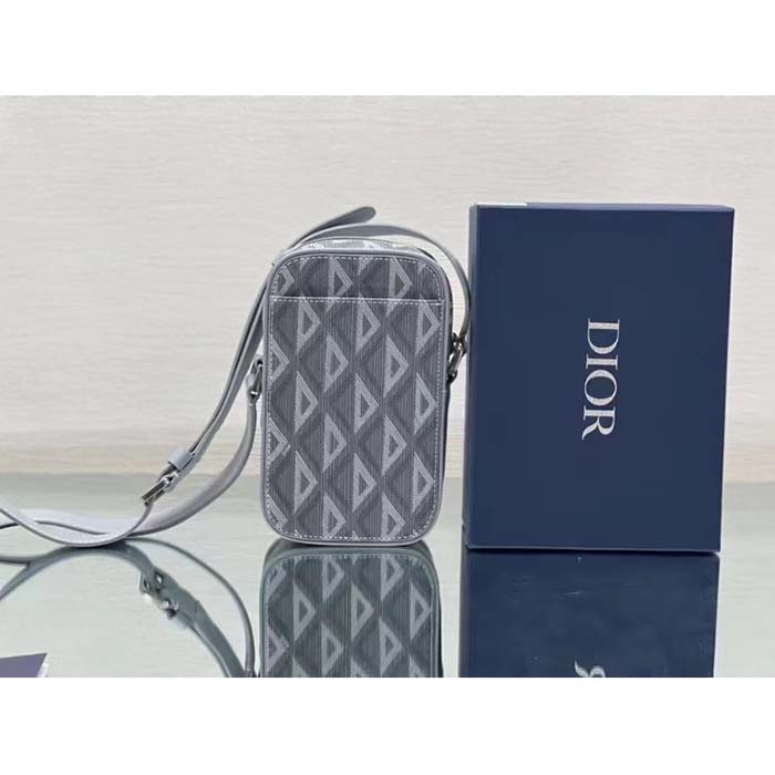 Dior Unisex Hit The Road Vertical Pouch Dior Gray CD Diamond Canvas (8)