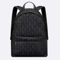 Dior Unisex Rider Backpack Black CD Diamond Canvas Smooth Calfskin