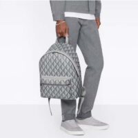 Dior Unisex Rider Backpack Gray CD Diamond Canvas Smooth Calfskin (2)