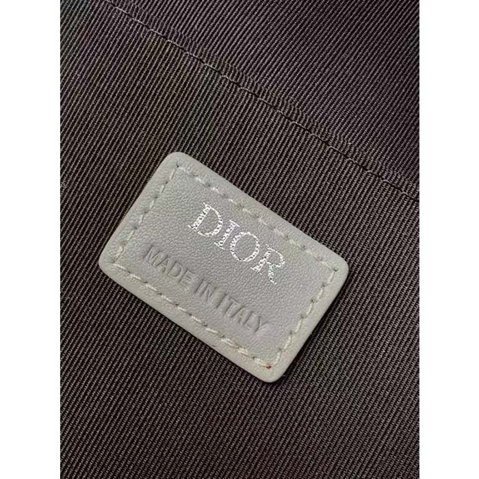 Dior Unisex Rider Backpack Gray CD Diamond Canvas Smooth Calfskin (10)