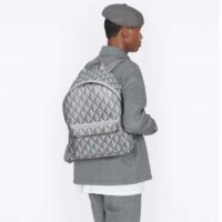 Dior Unisex Rider Backpack Gray CD Diamond Canvas Smooth Calfskin (2)