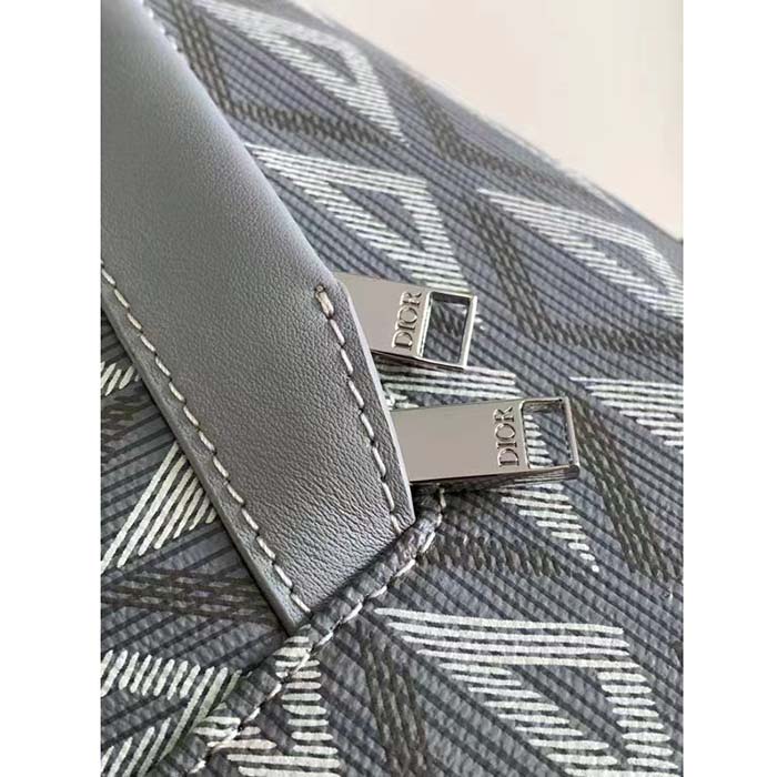Dior Unisex Rider Backpack Gray CD Diamond Canvas Smooth Calfskin (3)