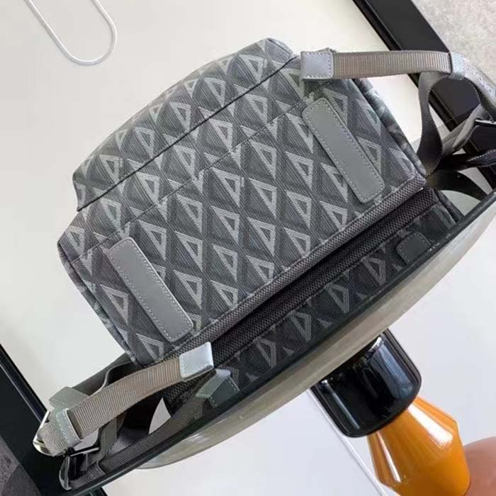 Dior Unisex Rider Backpack Gray CD Diamond Canvas Smooth Calfskin (7)