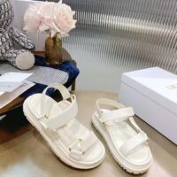 Dior Women CD D-Wave Sandal White Lambskin Paris Signature EVA Adjustable Scratch Band (1)