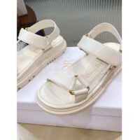 Dior Women CD D-Wave Sandal White Lambskin Paris Signature EVA Adjustable Scratch Band (1)