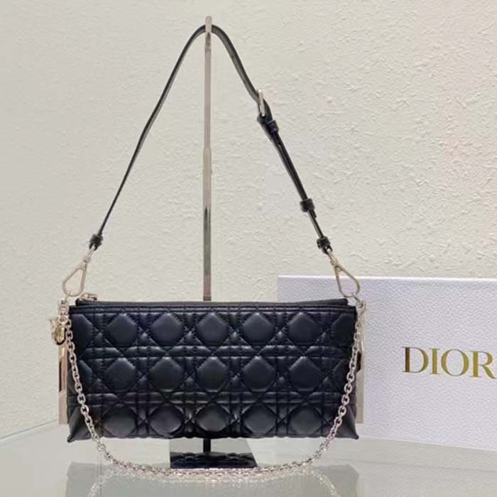 Dior Women CD Dior Club Bag Black Cannage Lambskin (8)
