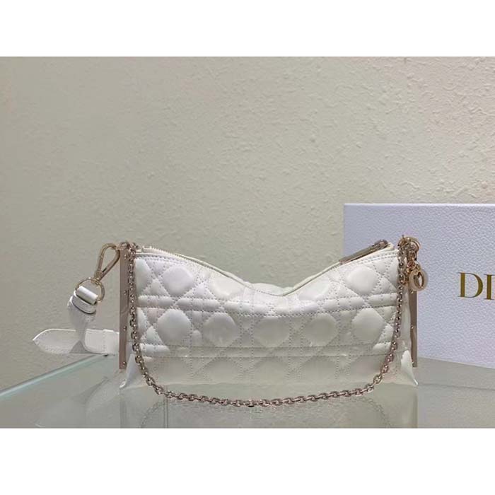 Dior Women CD Dior Club Bag Dusty Ivory Cannage Lambskin (11)