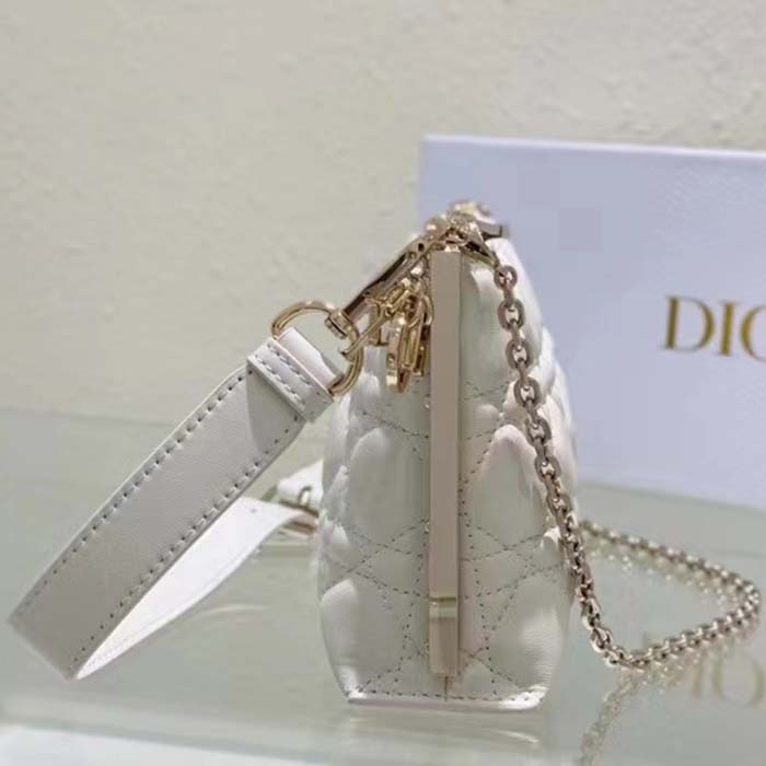 Dior Women CD Dior Club Bag Dusty Ivory Cannage Lambskin (6)