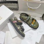 Dior Women CD Dioract Sandal Khaki Multicolor Technical Fabric Embroidered Petites Fleurs Motif - Image 4