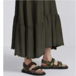Dior Women CD Dioract Sandal Khaki Multicolor Technical Fabric Embroidered Petites Fleurs Motif - Image 7