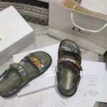 Dior Women CD Dioract Sandal Khaki Multicolor Technical Fabric Embroidered Petites Fleurs Motif - Image 5