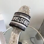 Dior Women CD Dway Heeled Slide White Black Embroidered Cotton Toile De Jouy Voyage - Image 9