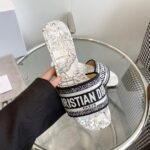 Dior Women CD Dway Heeled Slide White Black Embroidered Cotton Toile De Jouy Voyage - Image 7