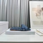 Dior Women CD Dway Slide Blue Cotton Embroidered Metallic Thread Strass - Image 2