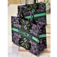 Dior Women CD Large Dior Book Tote Multicolor Dior Indian Purple Embroidery (1)