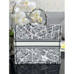 Dior Women CD Large Dior Book Tote White Black Plan De Paris Embroidery – Image 3