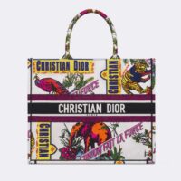 Dior Women CD Large Dior Book Tote White Multicolor Indian Animals Embroidery (8)