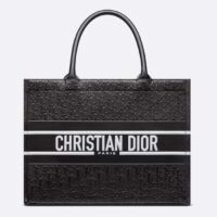 Dior Women CD Medium Book Tote Black Perforated Embossed Dior Oblique Calfskin (6)