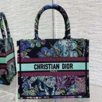 Dior Women CD Medium Book Tote Blue Multicolor Toile De Jouy Voyage Embroidery (8)