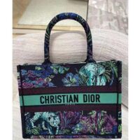 Dior Women CD Medium Book Tote Blue Multicolor Toile De Jouy Voyage Embroidery (8)