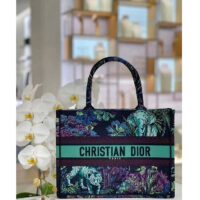 Dior Women CD Medium Book Tote Blue Multicolor Toile De Jouy Voyage Embroidery (8)