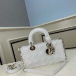 Dior Women CD Medium D-Joy Bag Latte Cannage Lambskin – Image 2