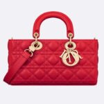 Borsa Dior da donna CD media D-Joy in pelle di agnello Cannage rosso scarlatto