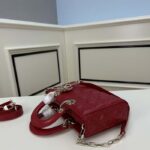 Dior Women CD Medium D-Joy Bag Scarlet Red Cannage Lambskin - immagine 5