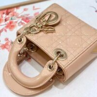 Dior Women CD Mini Lady Dior Bag Aesthetic Beige Patent Cannage Lambskin (1)