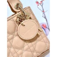 Dior Women CD Mini Lady Dior Bag Aesthetic Beige Patent Cannage Lambskin (1)