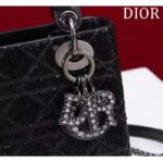 Dior Women CD Mini Lady Dior Bag Black Cannage Cotton Embroidered Micropearls - immagine 9
