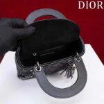 Dior Women CD Mini Lady Dior Bag Black Cannage Cotton Embroidered Micropearls - immagine 5