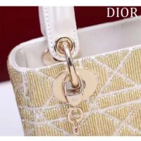 Dior Women CD Mini Lady Dior Bag Caramel Beige Cannage Cotton Embroidered Micropearls (2)