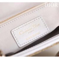 Dior Women CD Mini Lady Dior Bag Caramel Beige Cannage Cotton Embroidered Micropearls (2)