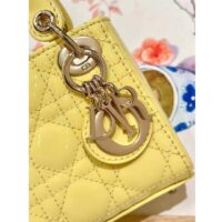 Dior Women CD Mini Lady Dior Bag Yellow Patent Cannage Lambskin (6)