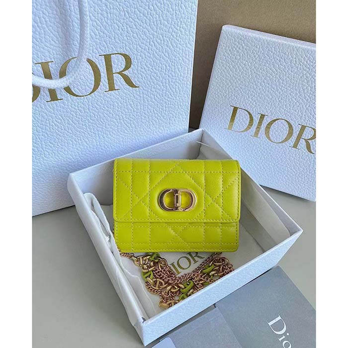 Dior Women CD Miss Caro Micro Bag Lime Yellow Macrocannage Lambskin (2)