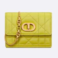 Dior Women CD Miss Caro Micro Bag Lime Yellow Macrocannage Lambskin (5)