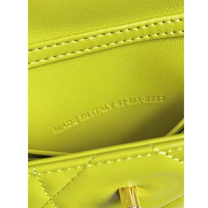 Dior Women CD Miss Caro Micro Bag Lime Yellow Macrocannage Lambskin (9)