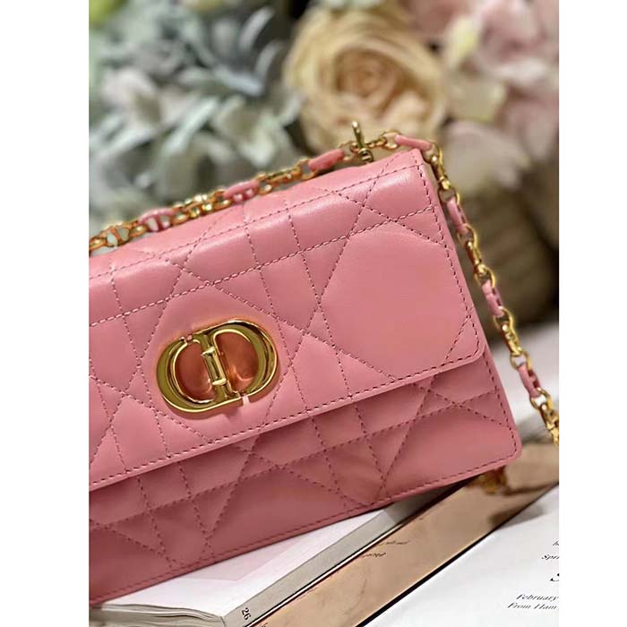 Dior Women CD Miss Caro Mini Bag Light Pink Macrocannage Lambskin (1)