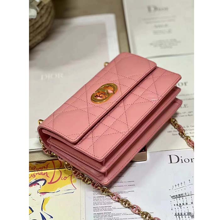 Dior Women CD Miss Caro Mini Bag Light Pink Macrocannage Lambskin (10)
