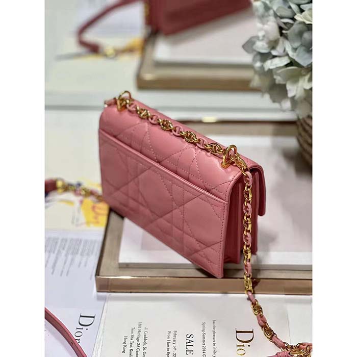 Dior Women CD Miss Caro Mini Bag Light Pink Macrocannage Lambskin (3)
