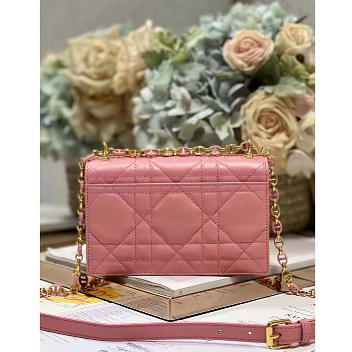 Dior Women CD Miss Caro Mini Bag Light Pink Macrocannage Lambskin (4)