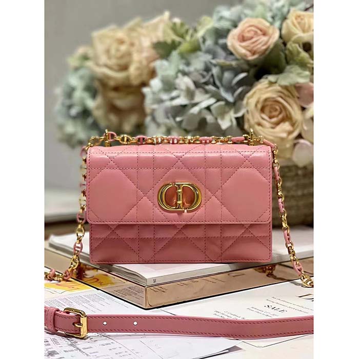 Dior Women CD Miss Caro Mini Bag Light Pink Macrocannage Lambskin (5)
