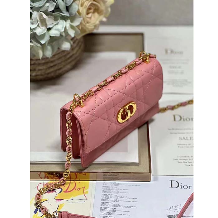 Dior Women CD Miss Caro Mini Bag Light Pink Macrocannage Lambskin (6)