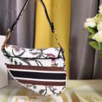 Dior Women CD Saddle Bag White Multicolor Dior Petites Fleurs Embroidery – Image 4
