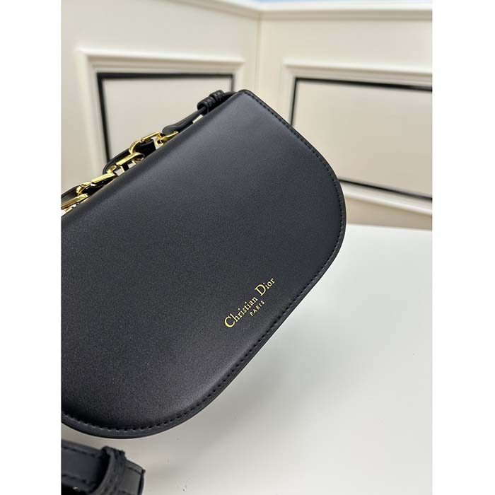 Dior Women CD Signature Bag Strap Black CD-Embossed Box Calfskin (10)
